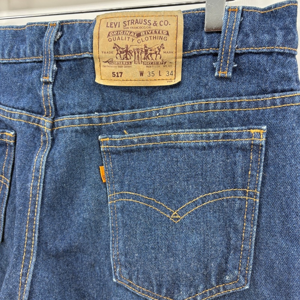 Vintage Levis 517 Jeans W35 L34 Orange Tab Bootcut Denim Made USA Western - Picture 8 of 16